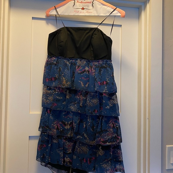 Black and Blue Strapless Tube Top Dress - Picture 1 of 3